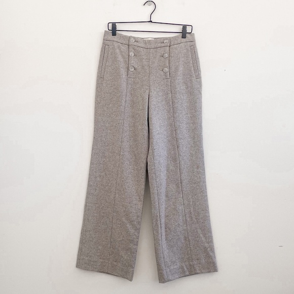 Sézane Francesca Trousers Chevron Ecru Taupe 8 (FR 40) - Picture 3 of 11